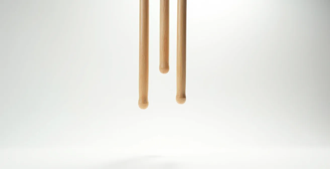 Baguettes 5A en mouvement capturant différentes intensités de frappe